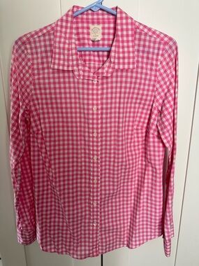 J.Crew The Perfect Shirt Pink White Gingham Cotton Button Up Shirt Size 8